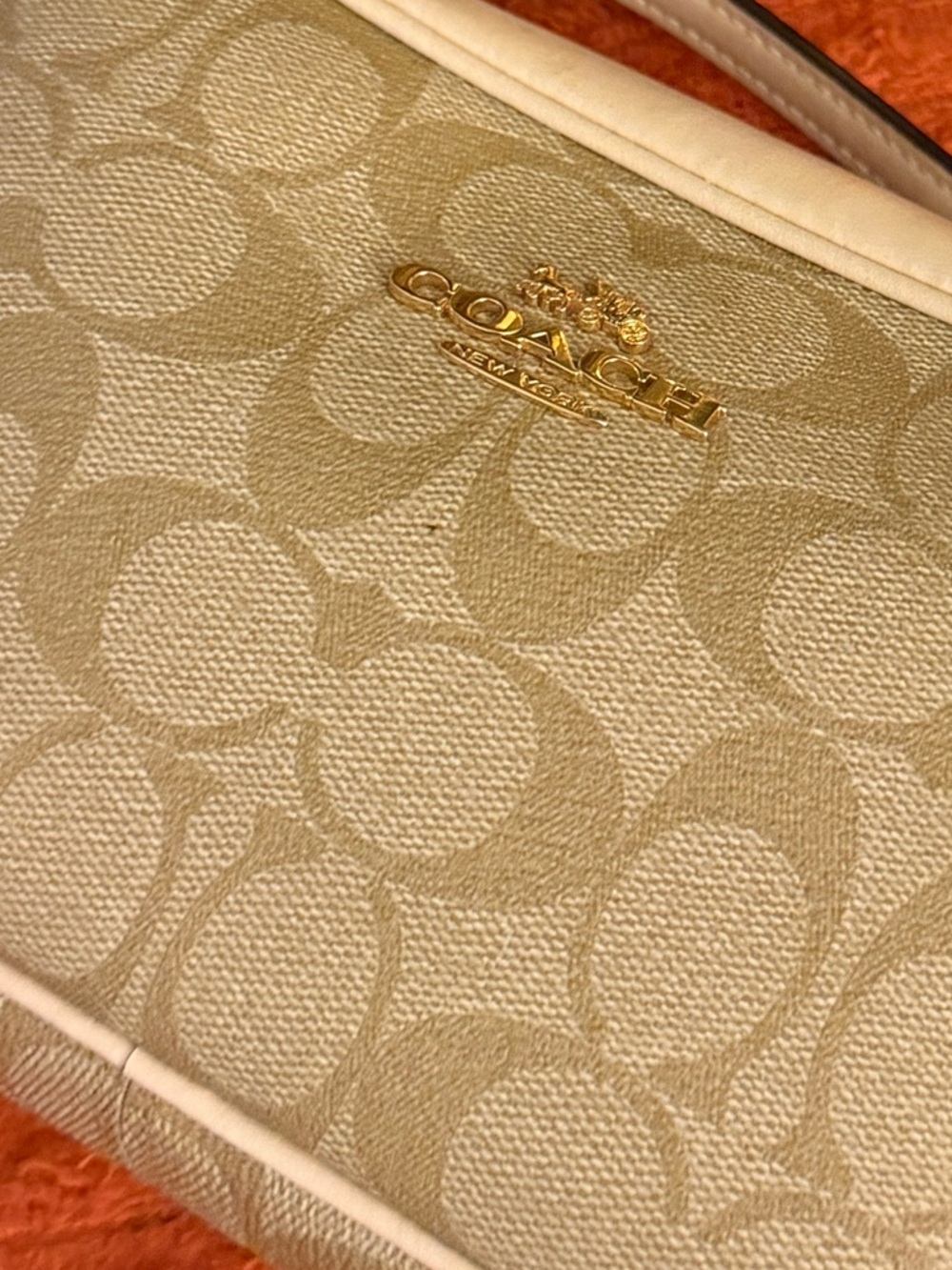 Coach Signature Monogram Crossbody Bag in Beige - Picture 16 of 16